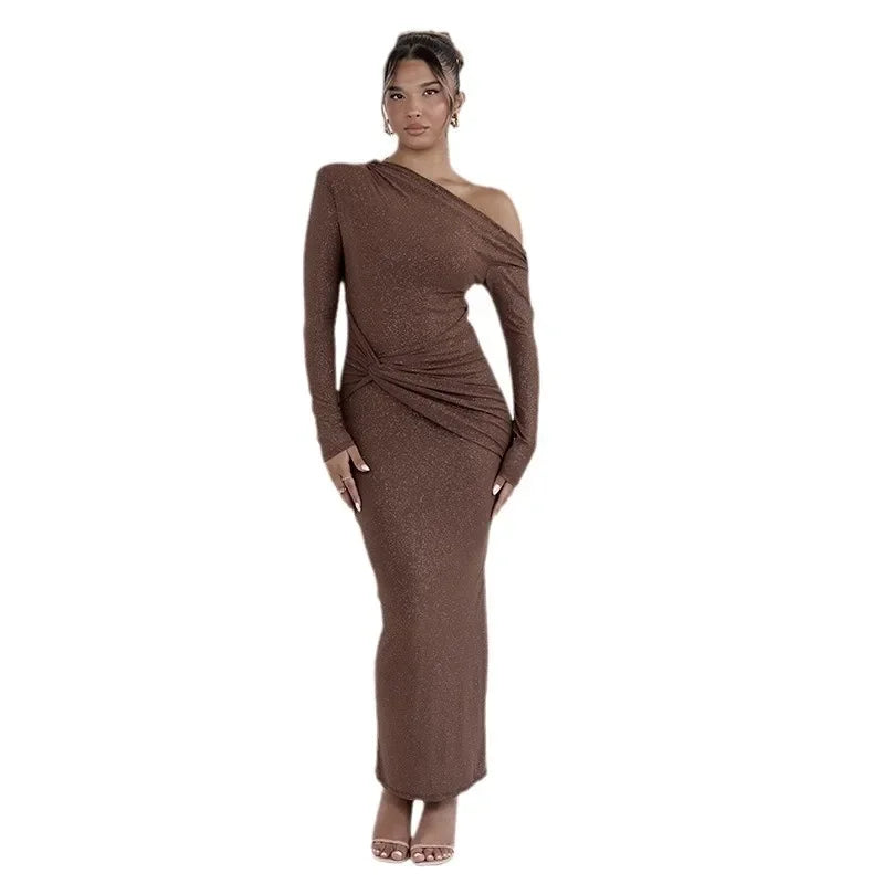 Velora Off-Shoulder Pleated Dress