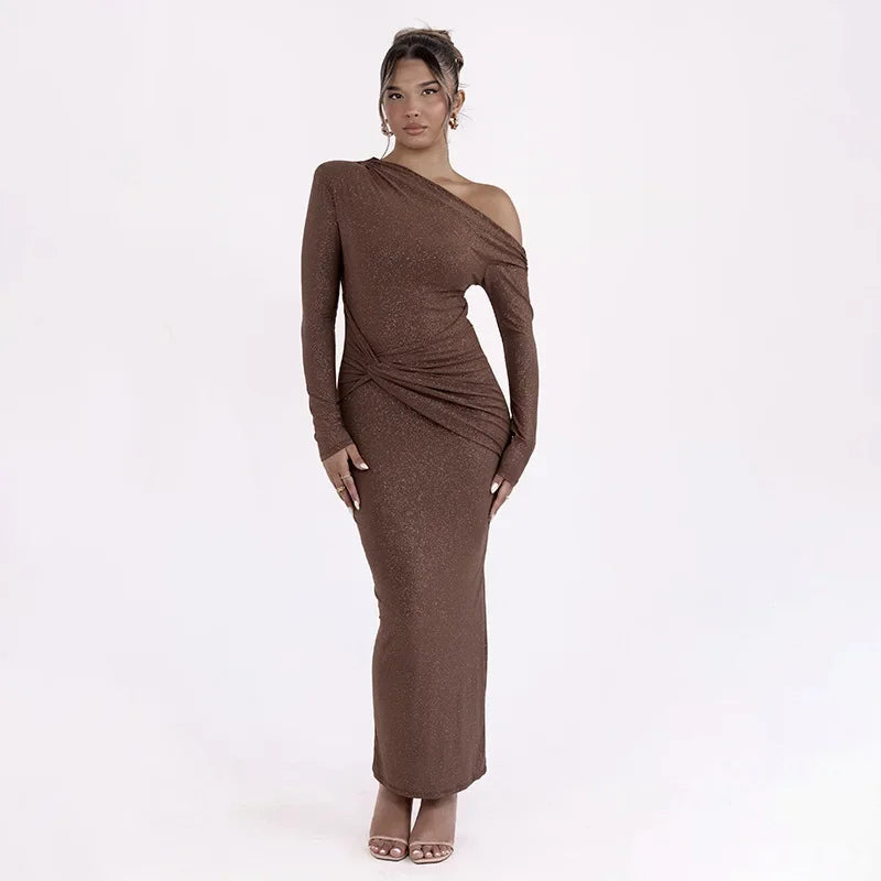 Velora Off-Shoulder Pleated Dress