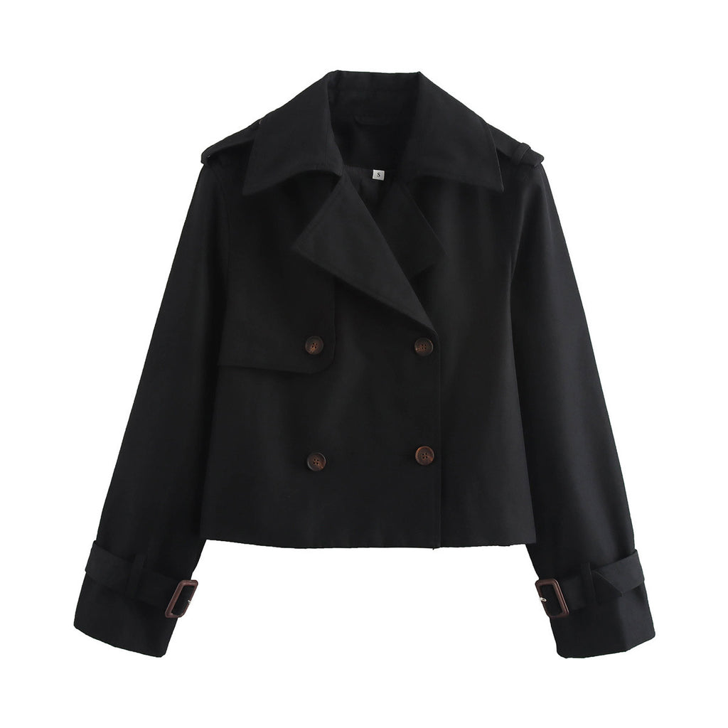 Fashion double-breasted simple versatile casual short windbreaker