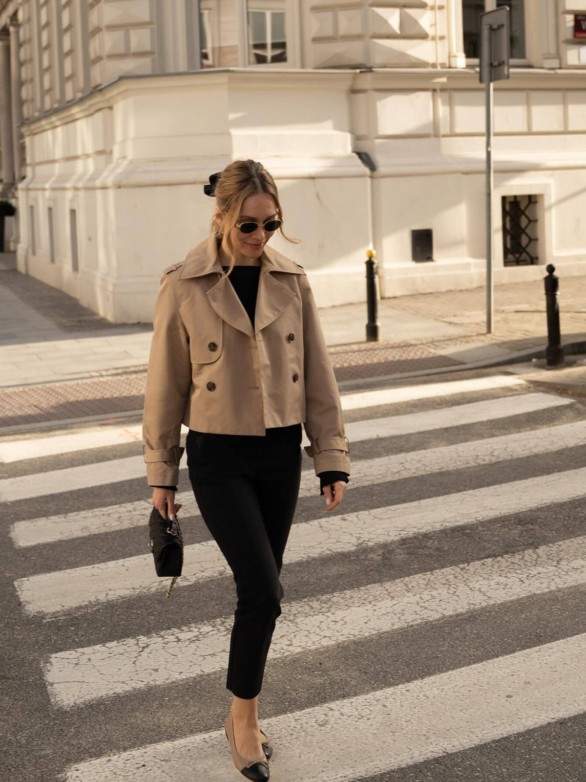 Fashion double-breasted simple versatile casual short windbreaker