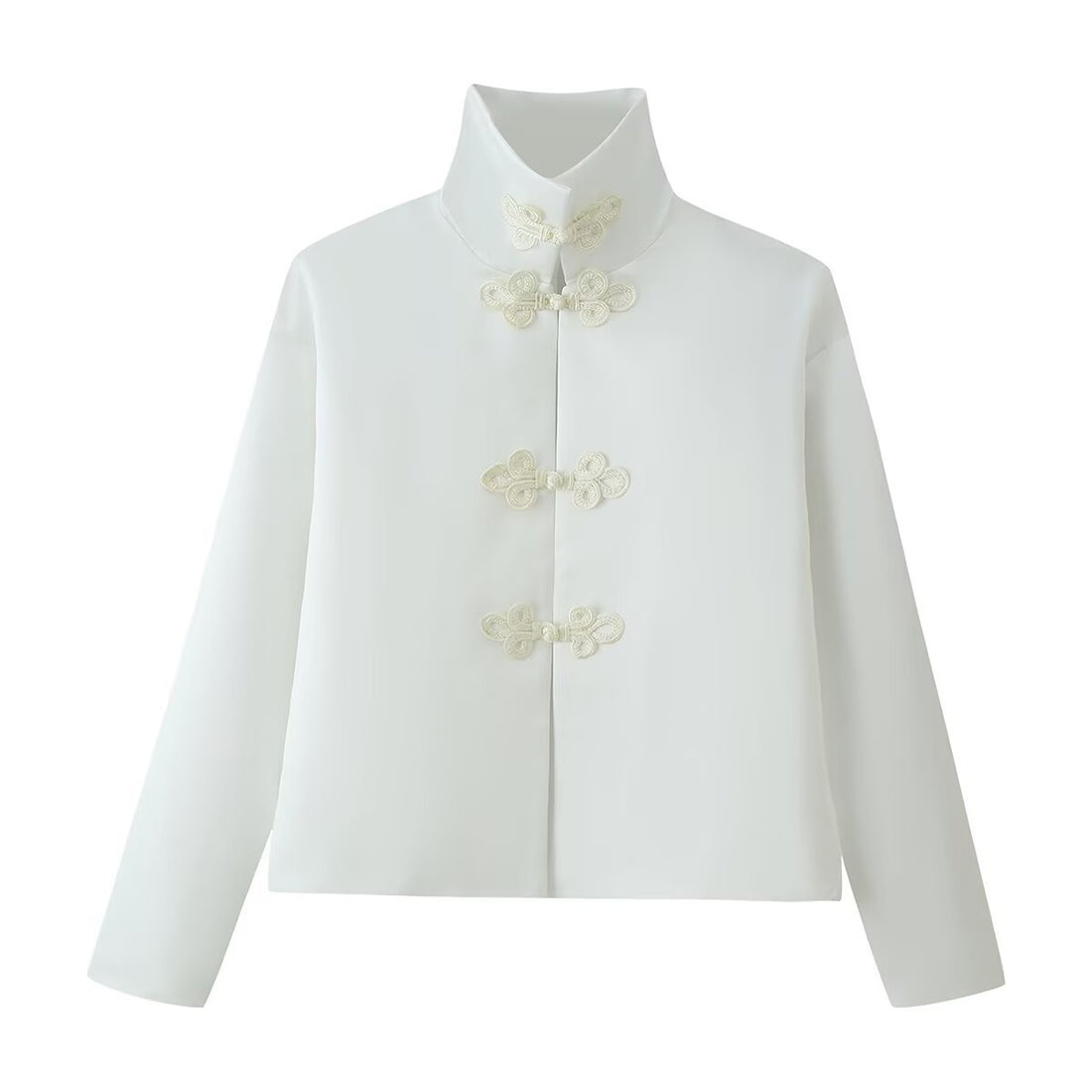 Standing collar buttoned-down coat