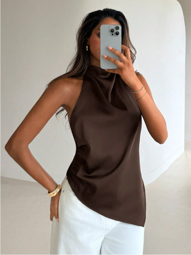 Solid-color fashion top