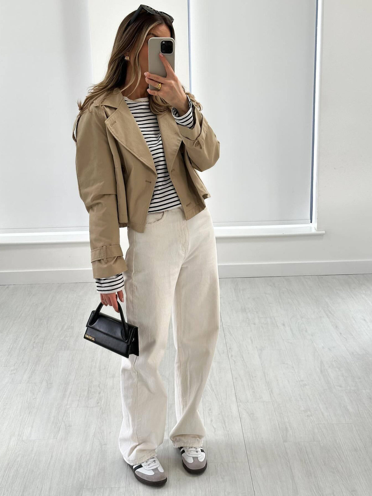 Fashion double-breasted simple versatile casual short windbreaker