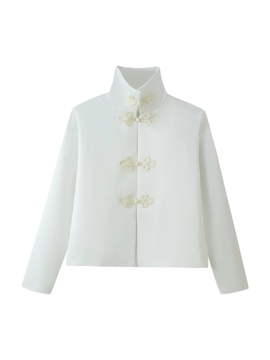 Standing collar buttoned-down coat
