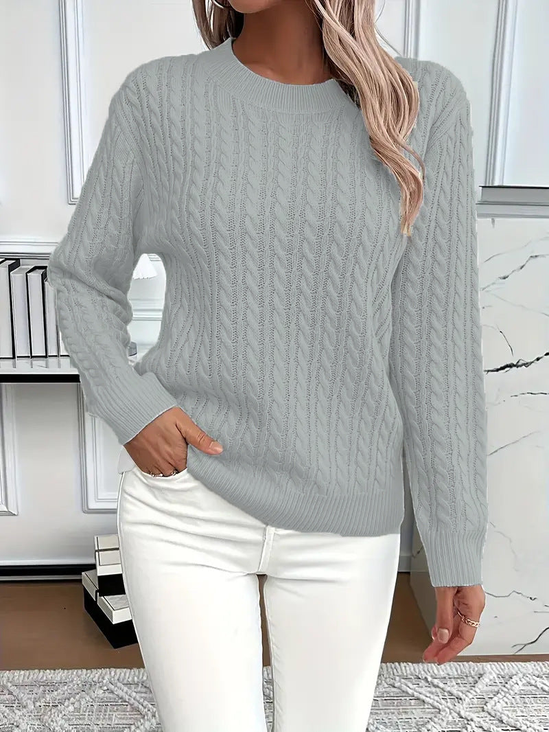 Crew-neck cable-knit sweater