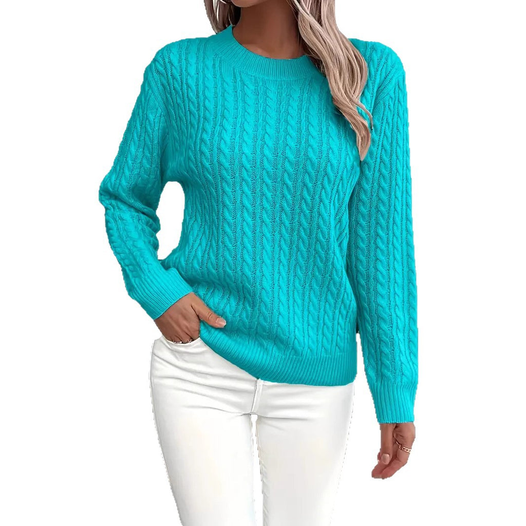 Crew-neck cable-knit sweater